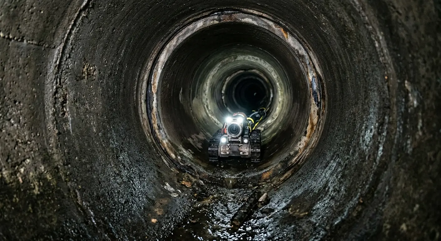 Robotic sewer camera inspecting pipe interior for Sewer Line Cleaning in Bayou Cane